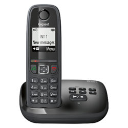 Gigaset AS405A Digital Cordless Telephone with Answering Machine, Single DECT, Black